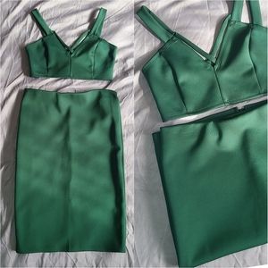 Foreign Exchange Crop Top Medium and High Waisted Skirt Large Coordinated Set